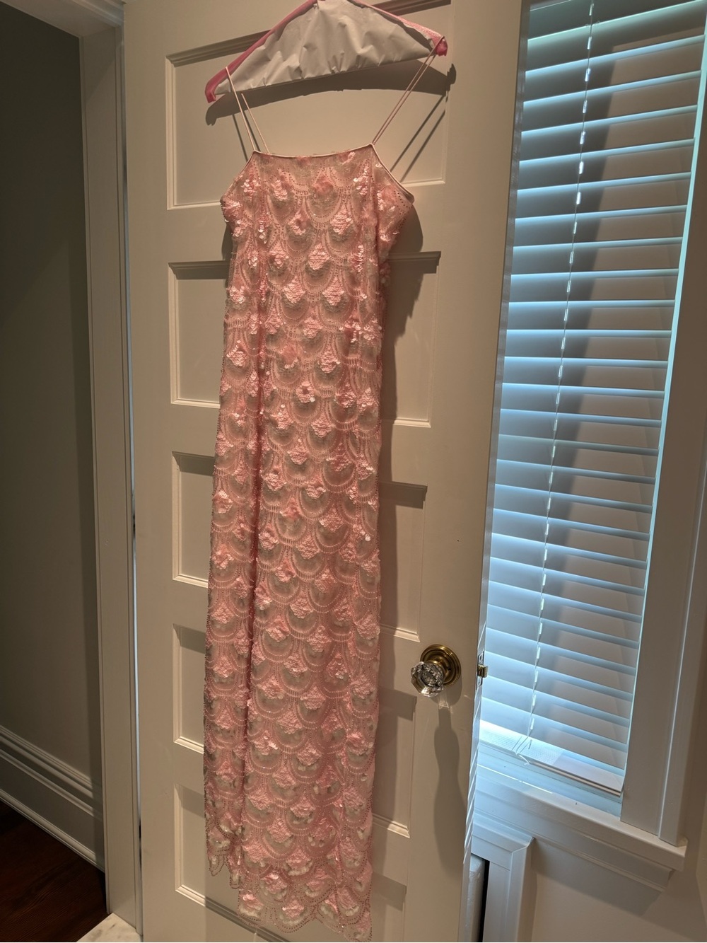 ROTATE Pink Sequin Maxi Dress with Spaghetti Straps (worn once)